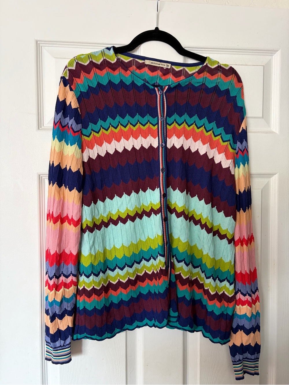 ALDO MARTINS Multicolor Chevron Button-Front Cardigan
